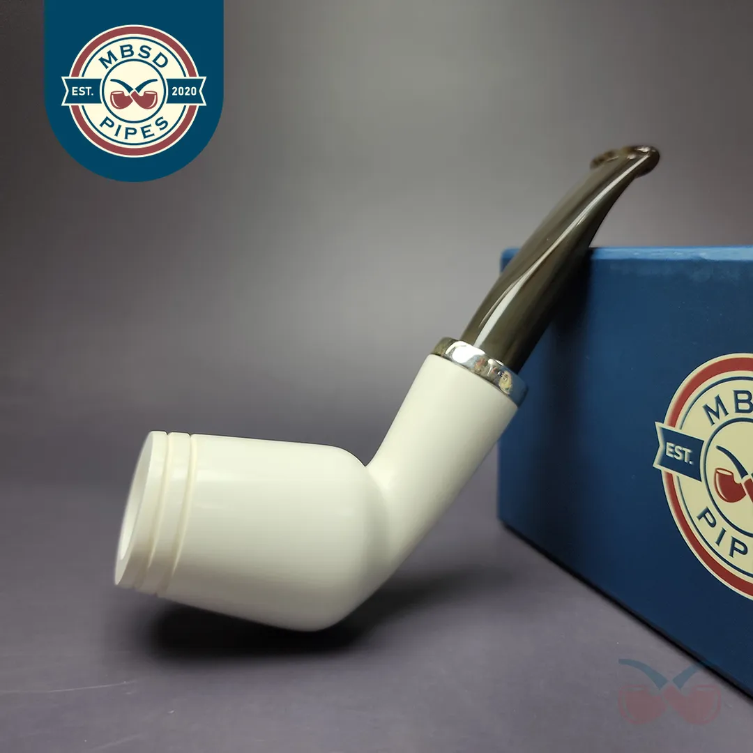 MBSD Meerschaum Silver Cutty Reverse Calabash Block Meerschaum Pipe, New