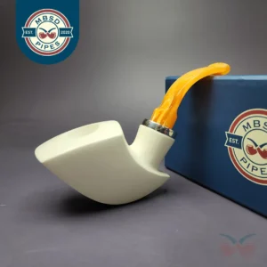 MBSD Meerschaum Silver Reverse Calabash Block Meerschaum Pipe, New