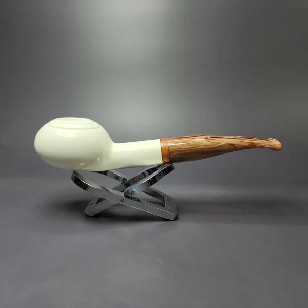 MBSD Meerschaum Deluxe Smooth Prince Block Meerschaum Pipe, Briar-Mortise, New - Image 2