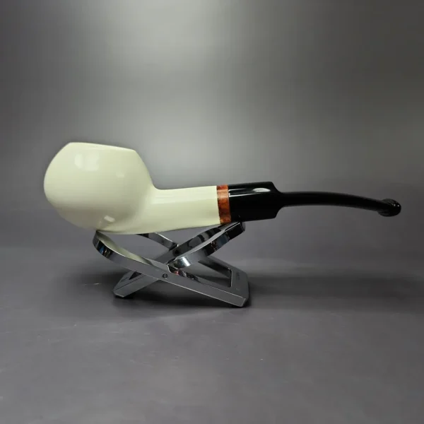 MBSD Meerschaum Deluxe Smooth Prince Block Meerschaum Pipe, Briar-Mortise, New - Image 2