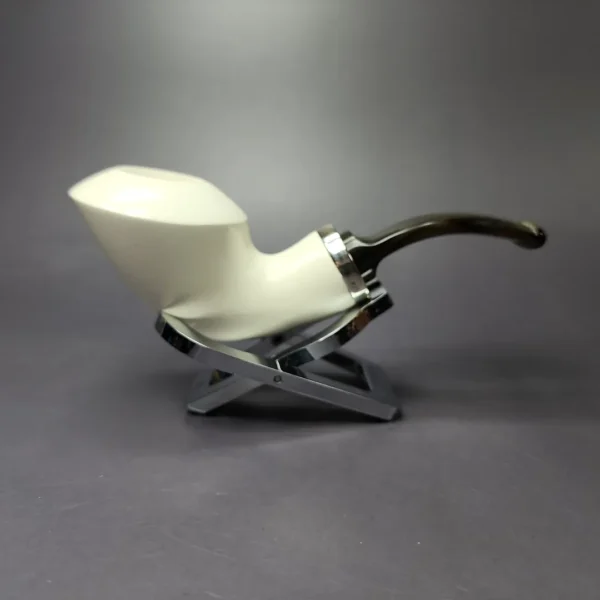 MBSD Meerschaum Silver Scoop Dublin Reverse Calabash Block Meerschaum Pipe, New - Image 2