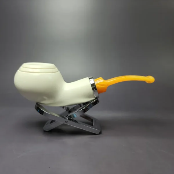 MBSD Meerschaum Silver Reverse Calabash Author Block Meerschaum Pipe, New - Image 2