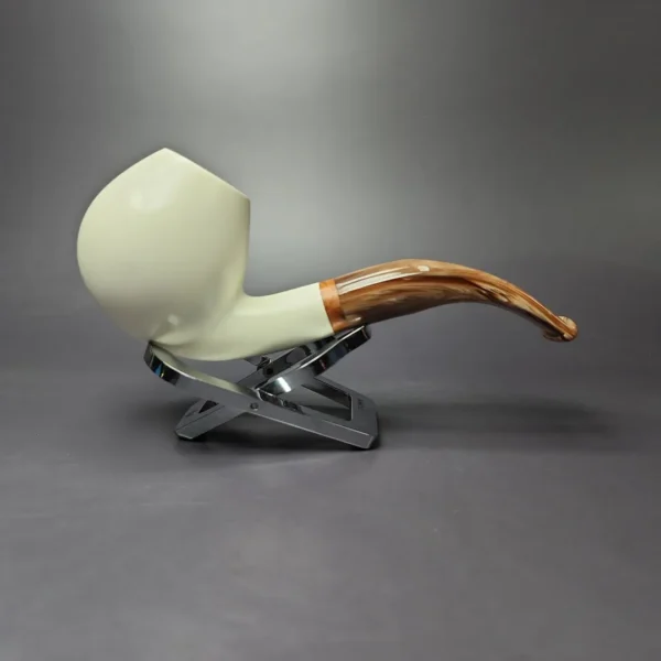 MBSD Meerschaum Deluxe Smooth Brandy Block Meerschaum Pipe, Briar-Mortise, New - Image 2