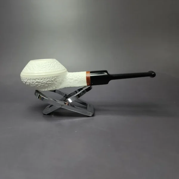 MBSD Meerschaum Deluxe Rusticated Bullcap Block Meerschaum Pipe, Briar-Mortise, New - Image 2