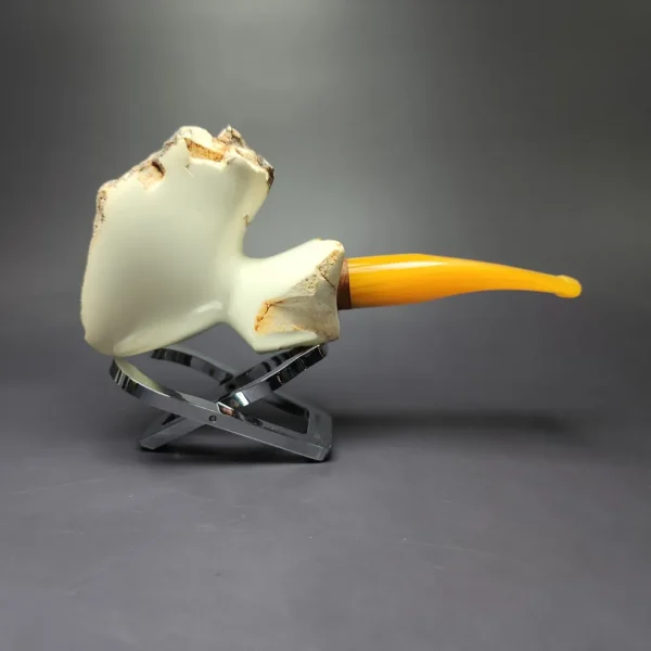 MBSD Meerschaum Deluxe Natural Freehand Block Meerschaum Pipe, Briar-Mortise, New - Image 2