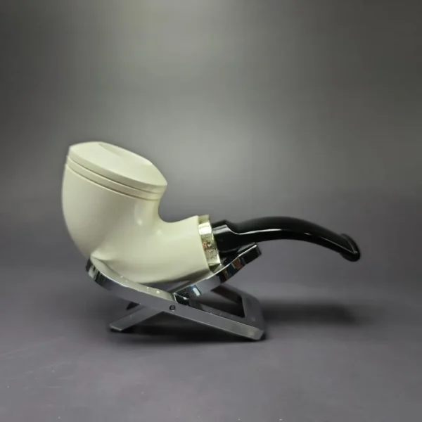 MBSD Meerschaum Silver Rhodesian Reverse Calabash Block Meerschaum Pipe, New - Image 2