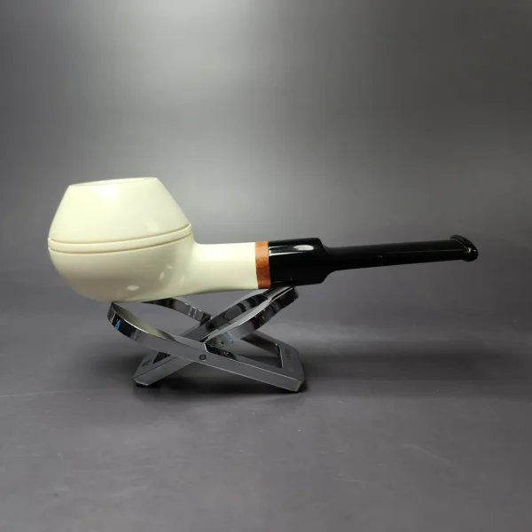 MBSD Meerschaum Deluxe Smooth Bullcap Block Meerschaum Pipe, Briar-Mortise, New - Image 2