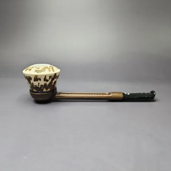 Falcon Extra Dental w/ MBSD Meerschaum Smooth Dublin Block Meerschaum Bowl Pipe, New - Image 2