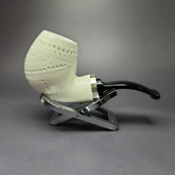 MBSD Meerschaum Silver Lattice Brandy Reverse Calabash Block Meerschaum Pipe, New - Image 2