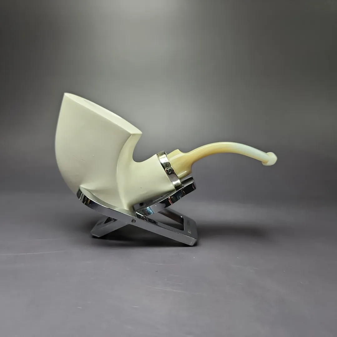 MBSD Meerschaum Silver Pickaxe Reverse Calabash Block Meerschaum Pipe, New - Image 2