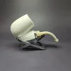MBSD Meerschaum Silver Rusticated Oom Paul Reverse Calabash Block Meerschaum Pipe, New - Image 2