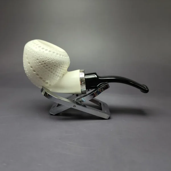 MBSD Meerschaum Silver Lattice "Danish Dublin" Rev Calabash Block Meerschaum Pipe, New - Image 2