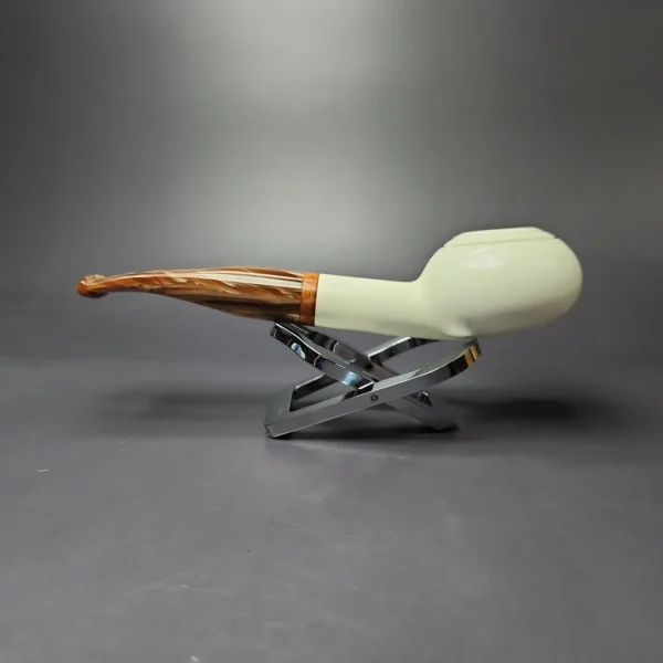 MBSD Meerschaum Deluxe Smooth Prince Block Meerschaum Pipe, Briar-Mortise, New - Image 3