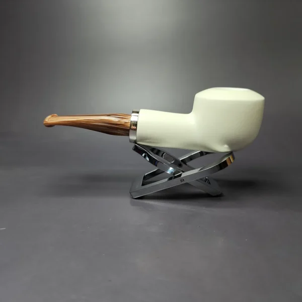 MBSD Meerschaum Silver Reverse Calabash Bullcap Block Meerschaum Pipe, New - Image 3