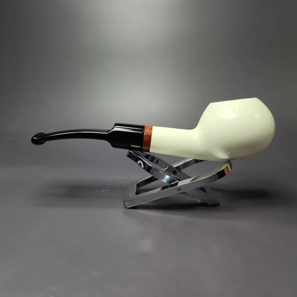 MBSD Meerschaum Deluxe Smooth Prince Block Meerschaum Pipe, Briar-Mortise, New - Image 3