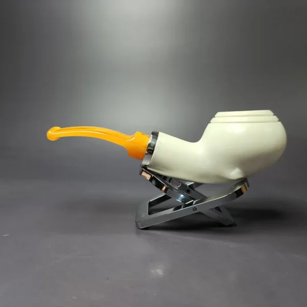 MBSD Meerschaum Silver Reverse Calabash Author Block Meerschaum Pipe, New - Image 3