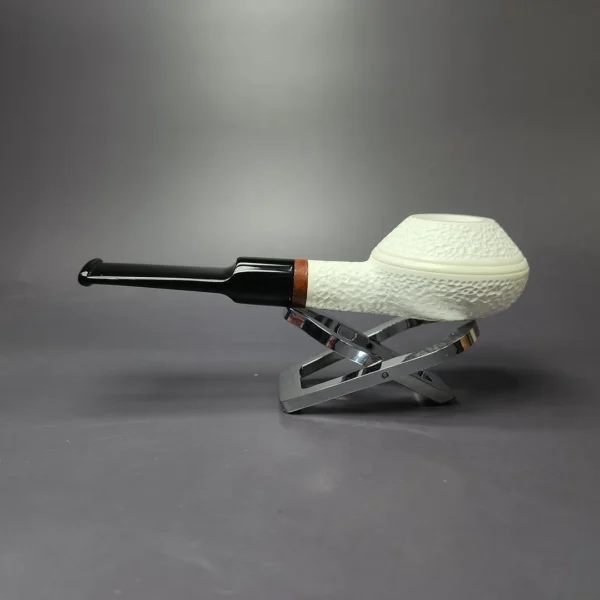 MBSD Meerschaum Deluxe Rusticated Bullcap Block Meerschaum Pipe, Briar-Mortise, New - Image 3
