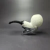 MBSD Meerschaum Silver Rusticated Apple Block Meerschaum Pipe, Briar-Mortise, New - Image 3