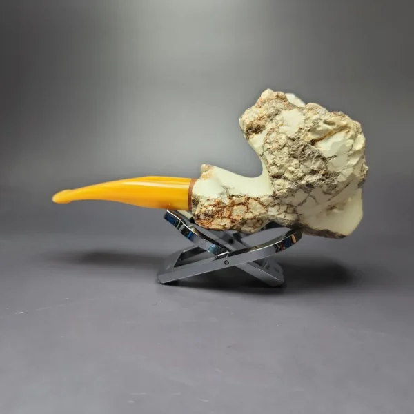 MBSD Meerschaum Deluxe Natural Freehand Block Meerschaum Pipe, Briar-Mortise, New - Image 3