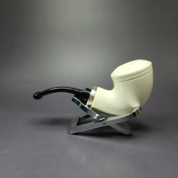 MBSD Meerschaum Silver Rhodesian Reverse Calabash Block Meerschaum Pipe, New - Image 3