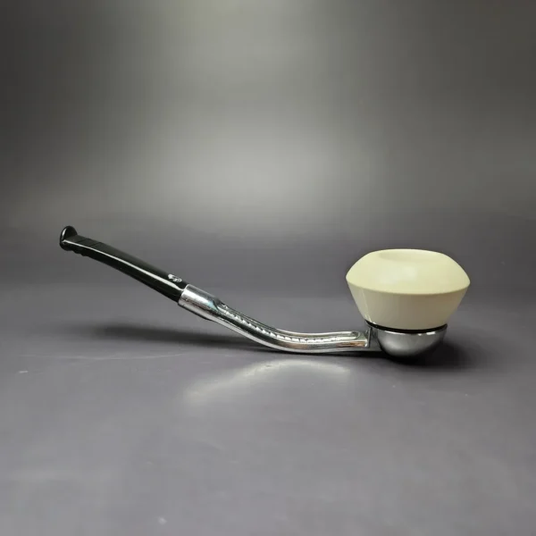 Falcon Chrome Dental w/ MBSD Meerschaum Rhodesian Block Meerschaum Bowl Pipe, New - Image 3