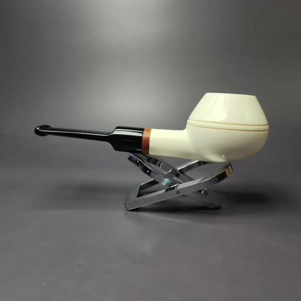 MBSD Meerschaum Deluxe Smooth Bullcap Block Meerschaum Pipe, Briar-Mortise, New - Image 3