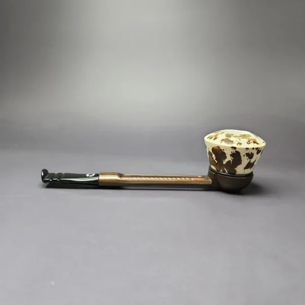 Falcon Extra Dental w/ MBSD Meerschaum Smooth Dublin Block Meerschaum Bowl Pipe, New - Image 3