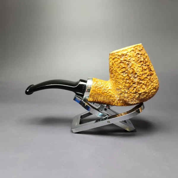 MBSD Meerschaum Silver Rustic Brandy Reverse Calabash Block Meerschaum Pipe, New - Image 3