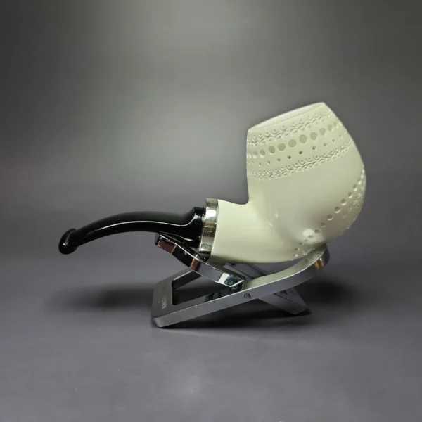 MBSD Meerschaum Silver Lattice Brandy Reverse Calabash Block Meerschaum Pipe, New - Image 3