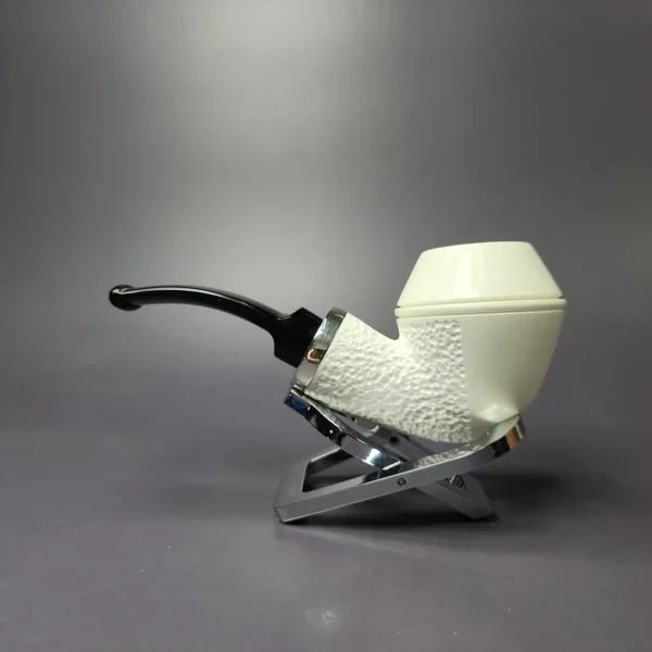 MBSD Meerschaum Silver Reverse Calabash Rhodesian Block Meerschaum Pipe, New - Image 3