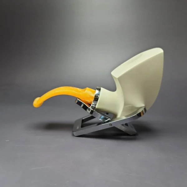 MBSD Meerschaum Silver Reverse Calabash Block Meerschaum Pipe, New - Image 3