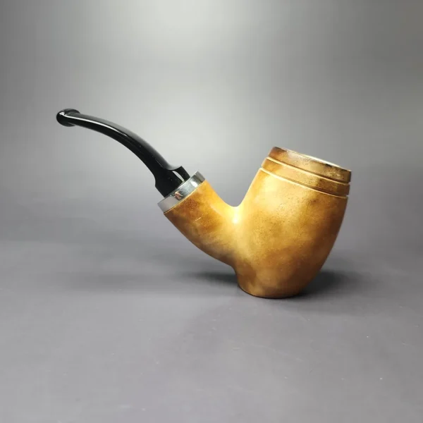 MBSD Meerschaum Silver Smooth Poker Reverse Calabash Block Meerschaum Pipe, New - Image 3