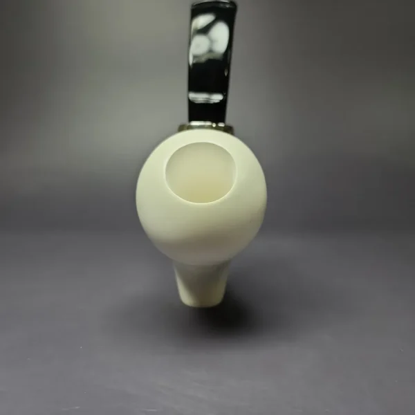 MBSD Meerschaum Silver Smooth Acorn Sitter Reverse Calabash Block Meerschaum Pipe, New - Image 4
