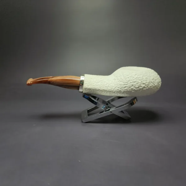 MBSD Meerschaum Silver Rustic Eskimo Reverse Calabash Block Meerschaum Pipe, New - Image 4