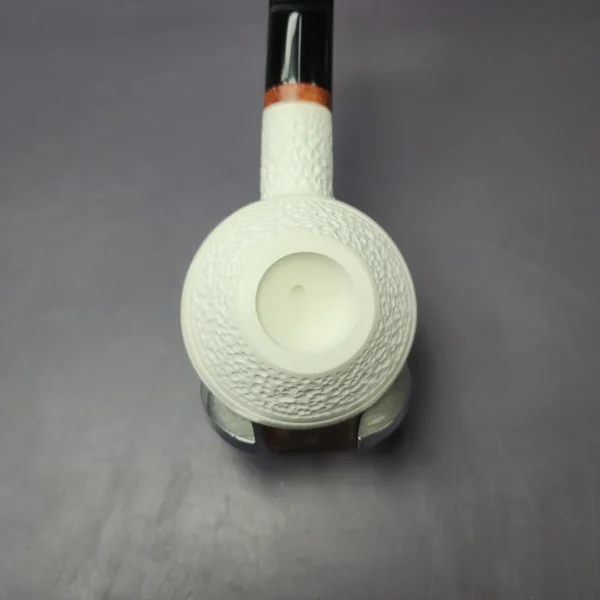 MBSD Meerschaum Deluxe Rusticated Bullcap Block Meerschaum Pipe, Briar-Mortise, New - Image 5