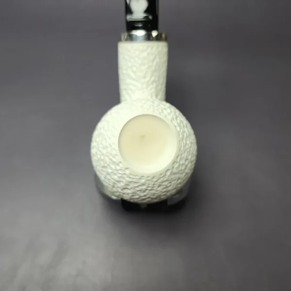 MBSD Meerschaum Silver Rusticated Apple Block Meerschaum Pipe, Briar-Mortise, New - Image 5