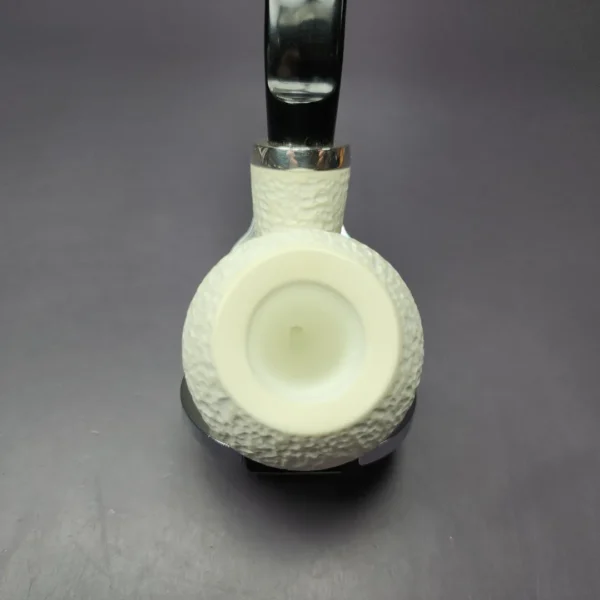 MBSD Meerschaum Silver Rustic Acorn Reverse Calabash Block Meerschaum Pipe, New - Image 5