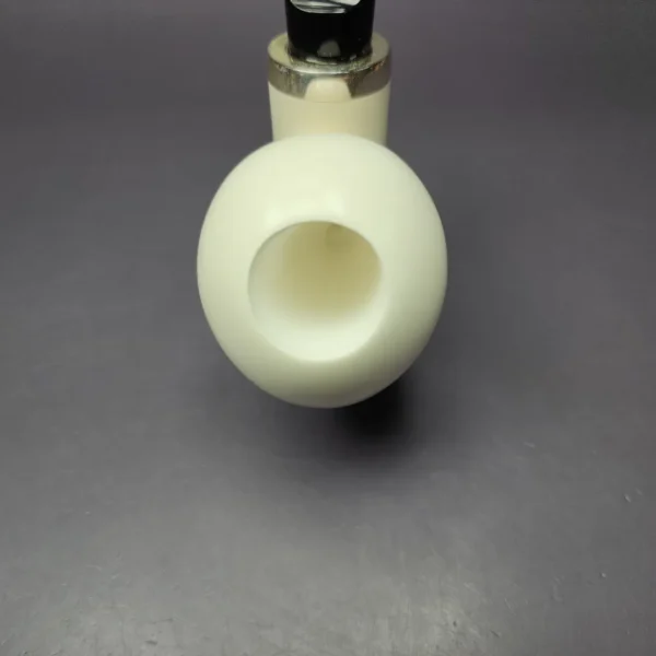 MBSD Meerschaum Silver Smooth Acorn Sitter Reverse Calabash Block Meerschaum Pipe, New - Image 5