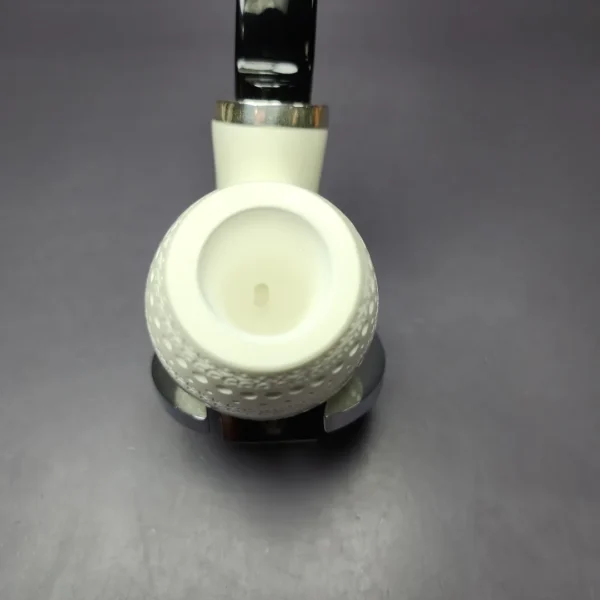 MBSD Meerschaum Silver Lattice Brandy Reverse Calabash Block Meerschaum Pipe, New - Image 5