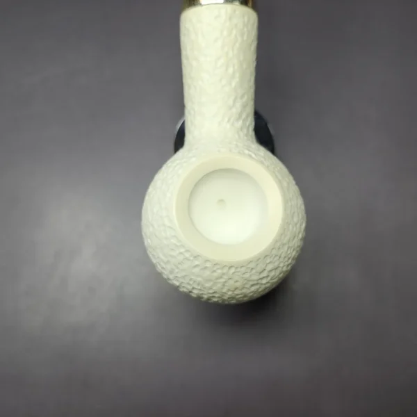 MBSD Meerschaum Silver Rustic Author Reverse Calabash Block Meerschaum Pipe, New - Image 5