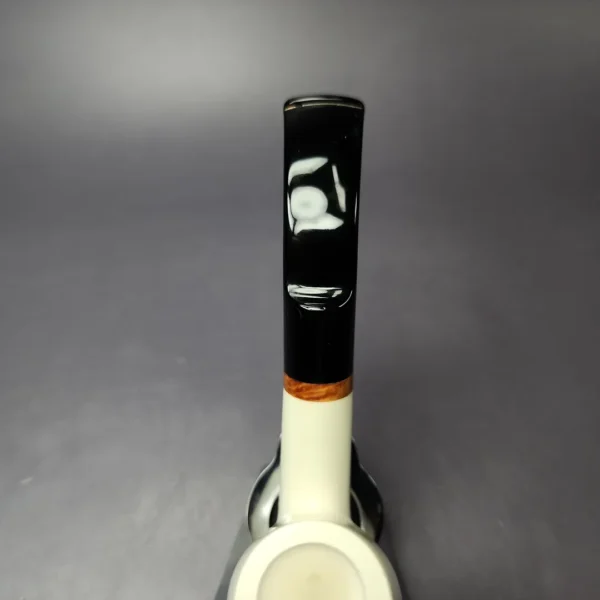 MBSD Meerschaum Deluxe Smooth Bent Billiard Block Meerschaum Pipe, Briar-Mortise, New - Image 6