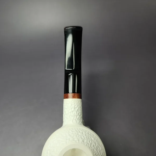 MBSD Meerschaum Deluxe Rusticated Bullcap Block Meerschaum Pipe, Briar-Mortise, New - Image 6
