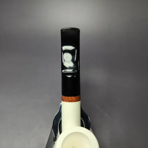 MBSD Meerschaum Deluxe Smooth Bent Billiard Block Meerschaum Pipe, Briar-Mortise, New - Image 6