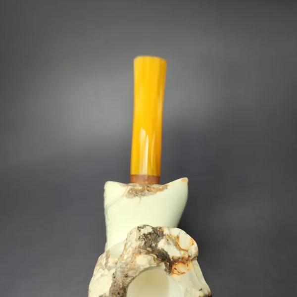 MBSD Meerschaum Deluxe Natural Freehand Block Meerschaum Pipe, Briar-Mortise, New - Image 6