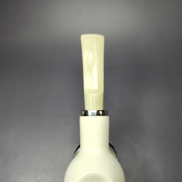 MBSD Meerschaum Silver Smooth Author Reverse Calabash Block Meerschaum Pipe, New - Image 6