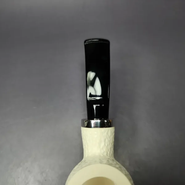 MBSD Meerschaum Silver Rustic Poker Reverse Calabash Block Meerschaum Pipe, New - Image 6