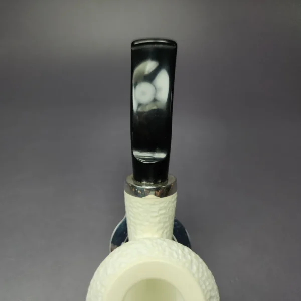 MBSD Meerschaum Silver Rustic Acorn Reverse Calabash Block Meerschaum Pipe, New - Image 6