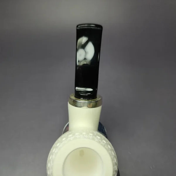 MBSD Meerschaum Silver Lattice Brandy Reverse Calabash Block Meerschaum Pipe, New - Image 6