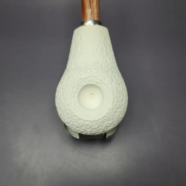 MBSD Meerschaum Silver Rustic Eskimo Reverse Calabash Block Meerschaum Pipe, New - Image 6