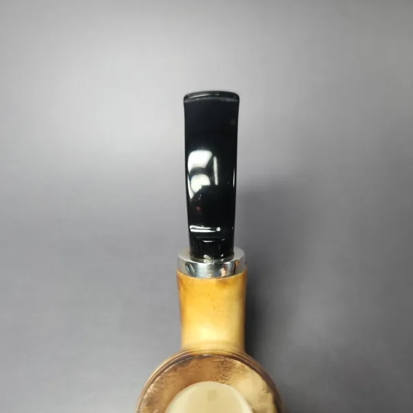 MBSD Meerschaum Silver Smooth Poker Reverse Calabash Block Meerschaum Pipe, New - Image 6